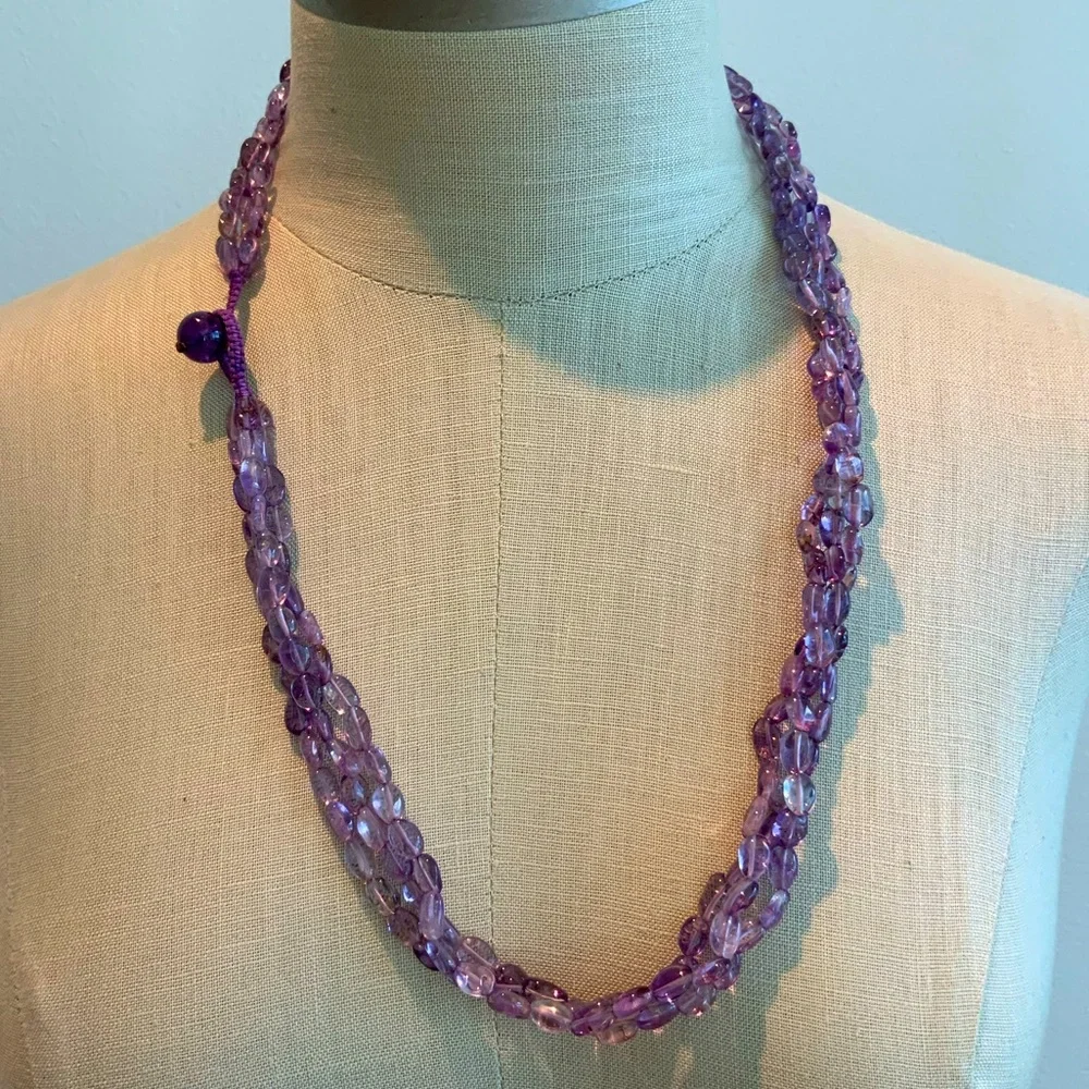 Lovely 3 strand amethyst bead necklace - Picture 2 of 5